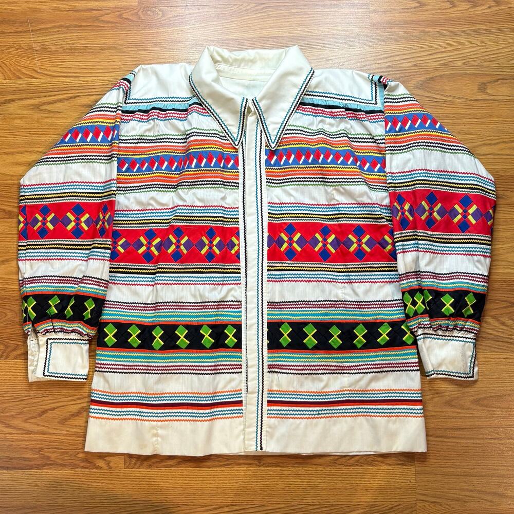 Vtg Handmade Seminole Miccosukee Native American Jacket Mid Century Patchwork